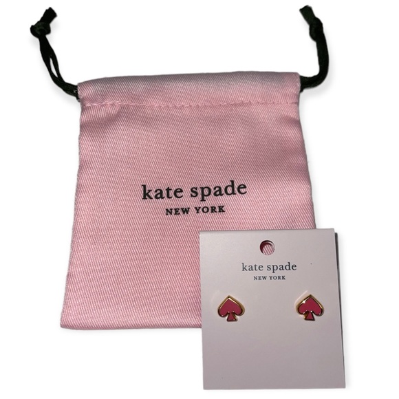 KATE SPADE Earrings Enamel Spade Stud Pierced Earrings Panach Pink NWT - Picture 3 of 12